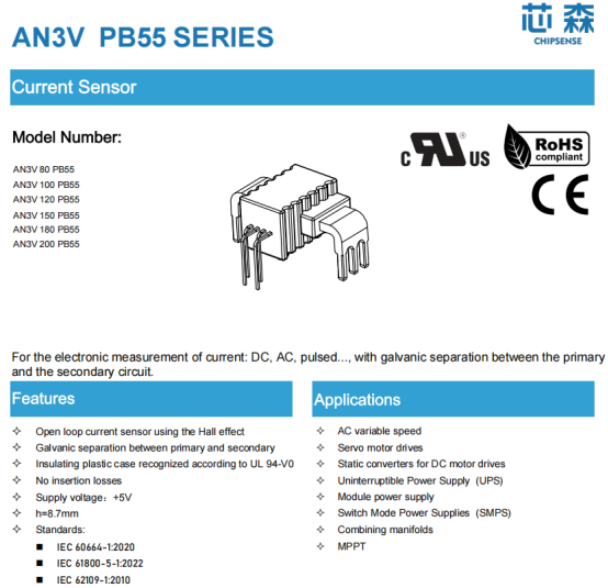 CHIPSENSE AN3V PB55 Series Current sensor
